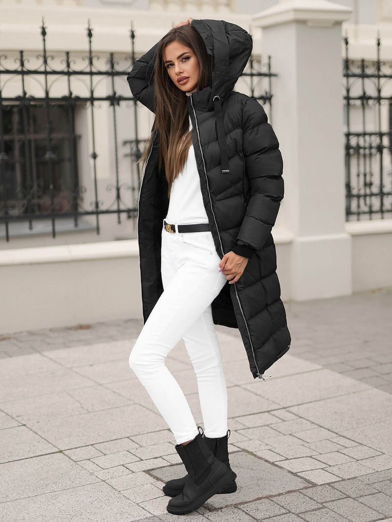 Női téli kabát fekete OZONEE JS/M736/392Z