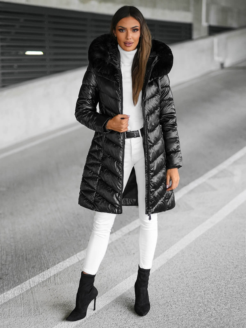 Női téli kabát fekete OZONEE JS/16M9100/392Z