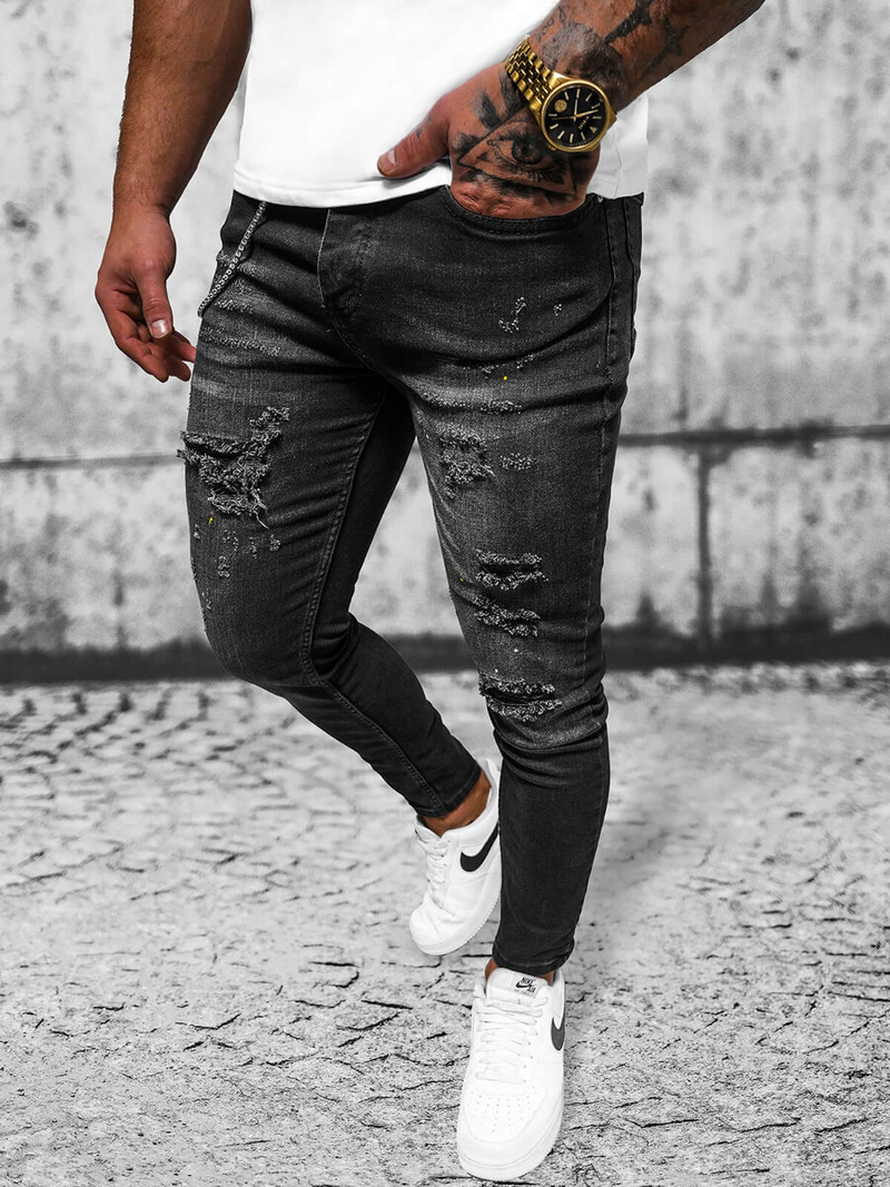 Férfi Farmer Nadrág fekete OZONEE O/MB465