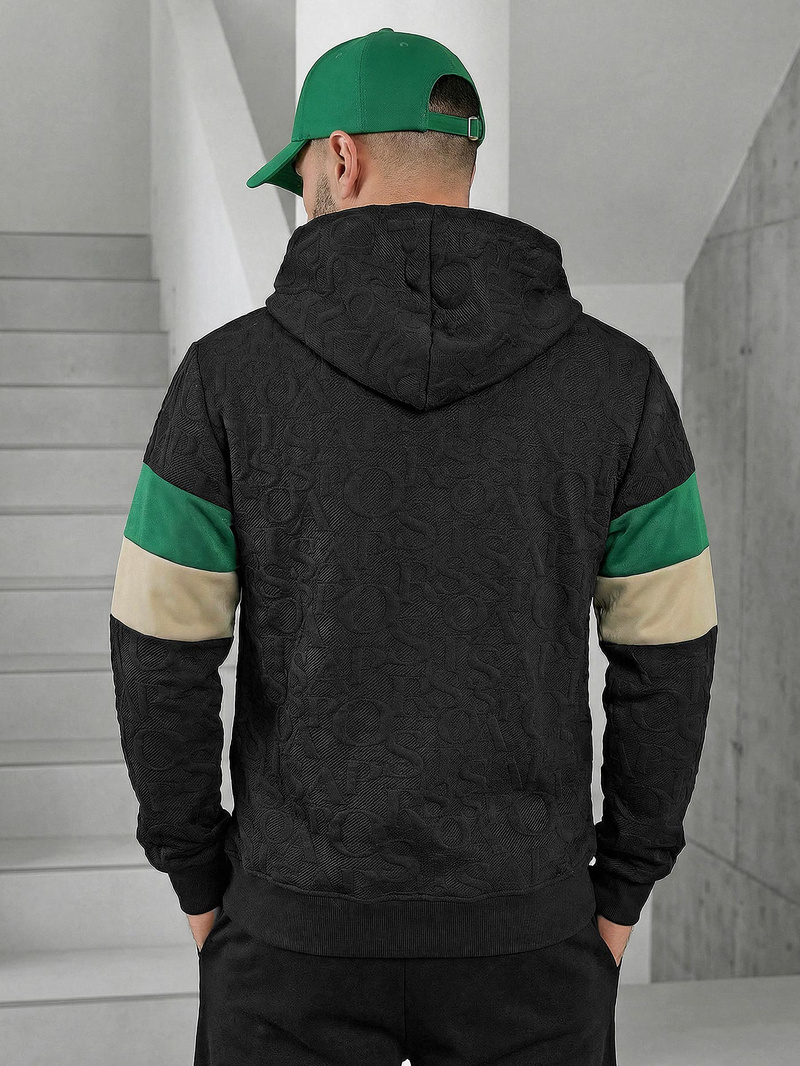 Férfi kapucnis felső fekete OZONEE JS/3B578