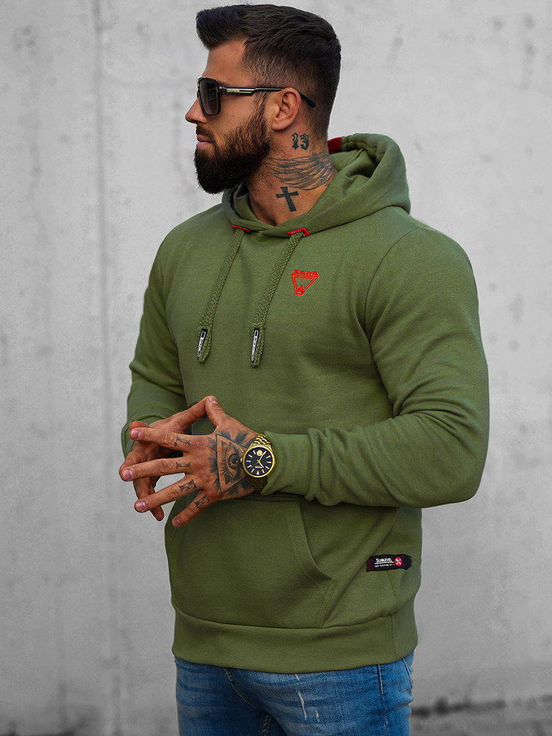 Férfi Kapucnis Pulóver Zöld OZONEE O/H1060