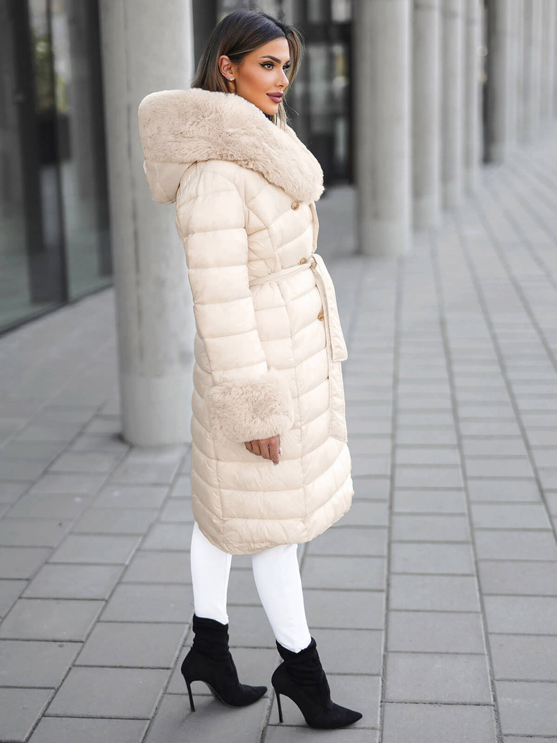 Női kabát bézs OZONEE JS/5M3160/254Z