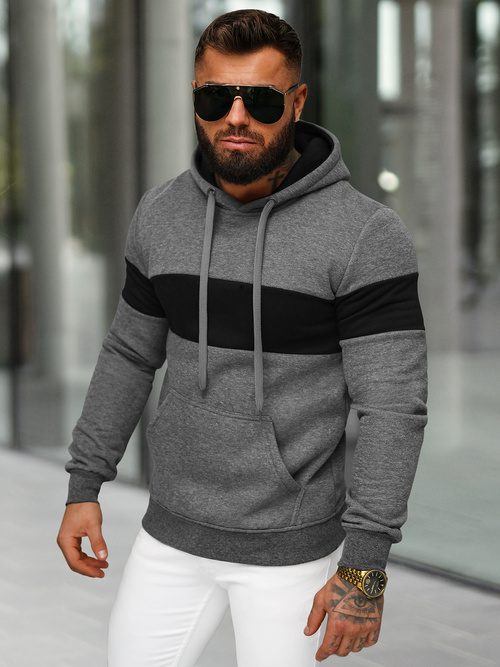 Férfi kapucnis felső grafit OZONEE JS/8B1316/5