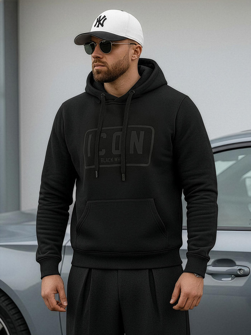 Férfi kapucnis felső fekete OZONEE JS/8B1975/3