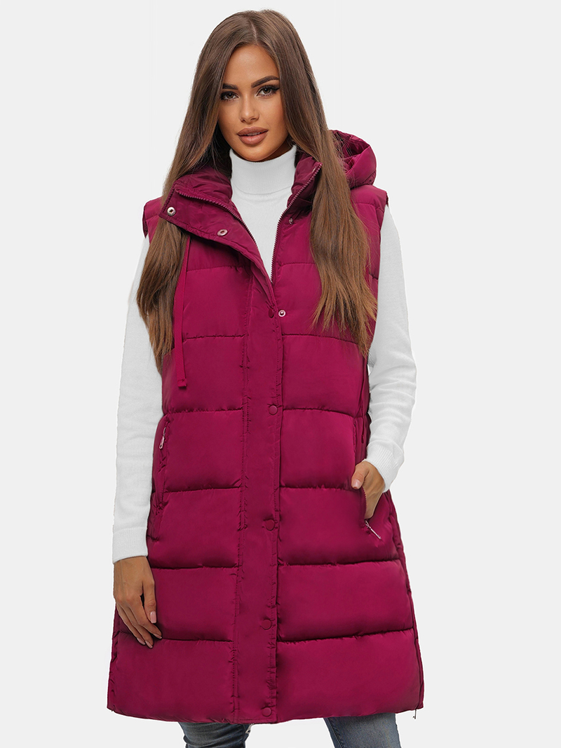 Női hosszú mellény bordó OZONEE O/81276