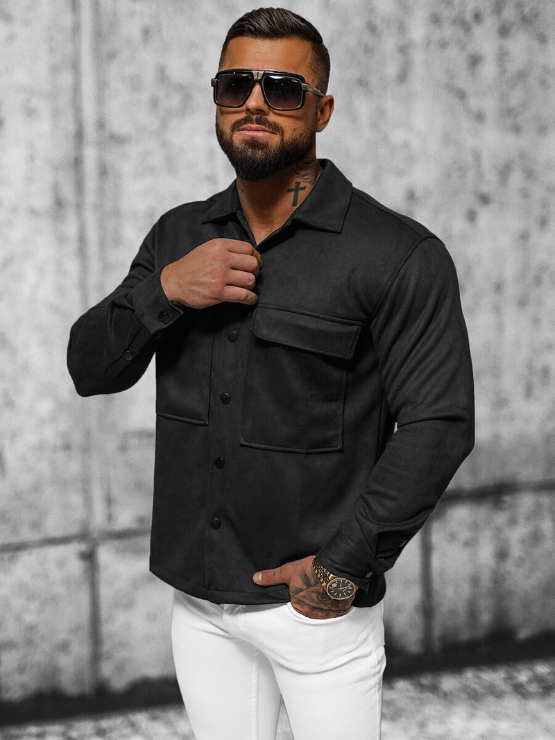 Férfi Ing Fekete OZONEE O/GOM23039