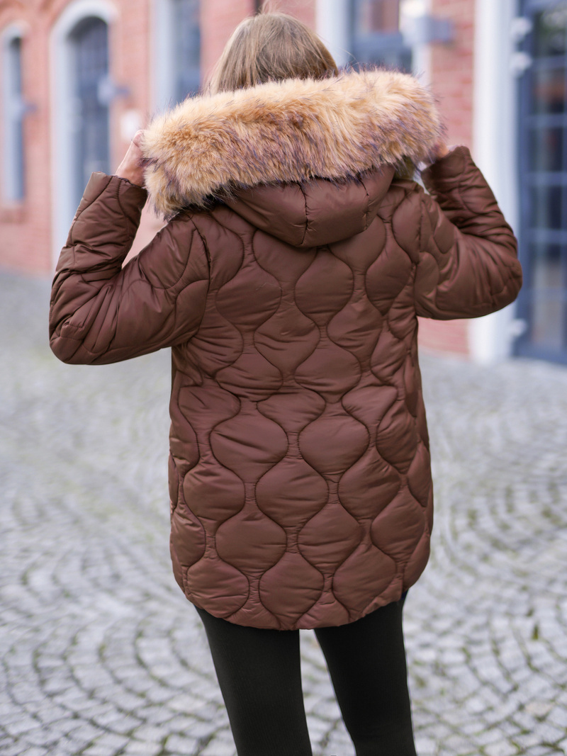 Női téli kabát csokoládé OZONEE JS/5M3226/158