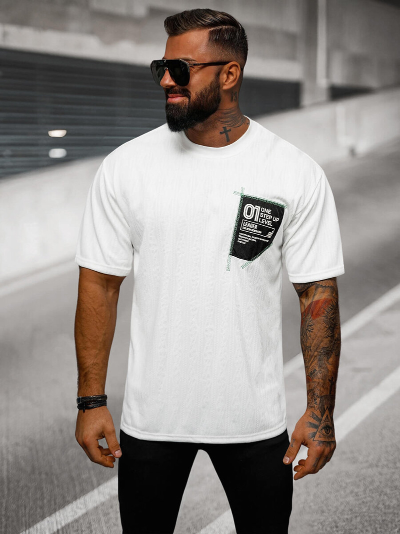 Férfi Póló Fehér OZONEE O/3C333