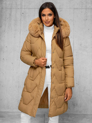 Női téli kabát bézs OZONEE JS/16M9202/62Z