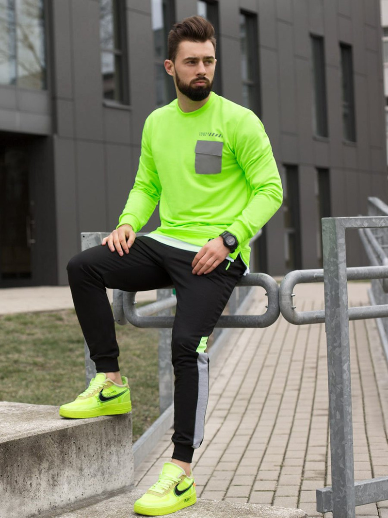 Férfi melegítő felső Zöld neon OZONEE MACH/20373Z