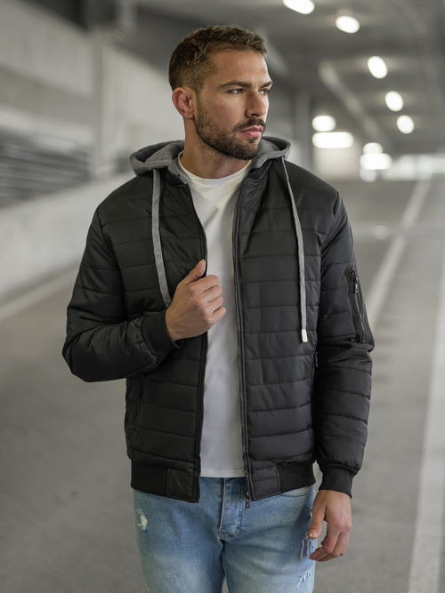Férfi kabát fekete OZONEE JS/8M985/392Z