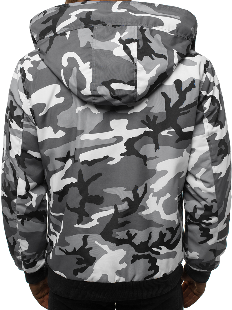 Férfi téli kabát terepmintás-szürke OZONEE JS/2019005