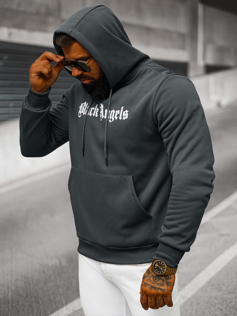 Férfi kapucnis felső grafit OZONEE JS/27B6509/5