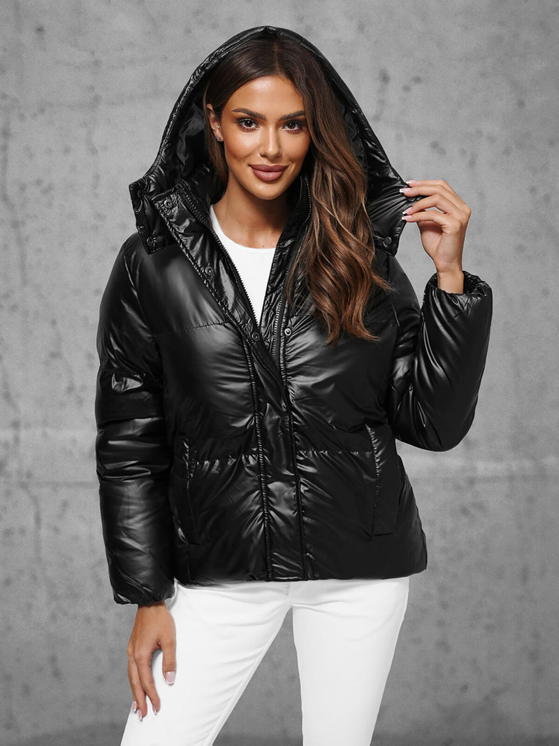 Női téli kabát fekete OZONEE JS/5M3185/392