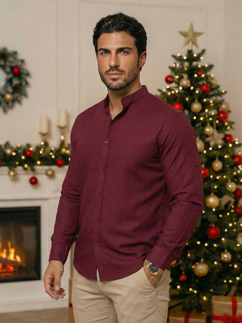 Férfi Ing Bordó OZONEE O/V57Z