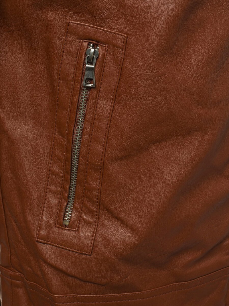 Férfi bőrdzseki camel OZONEE YD/BF59359Z