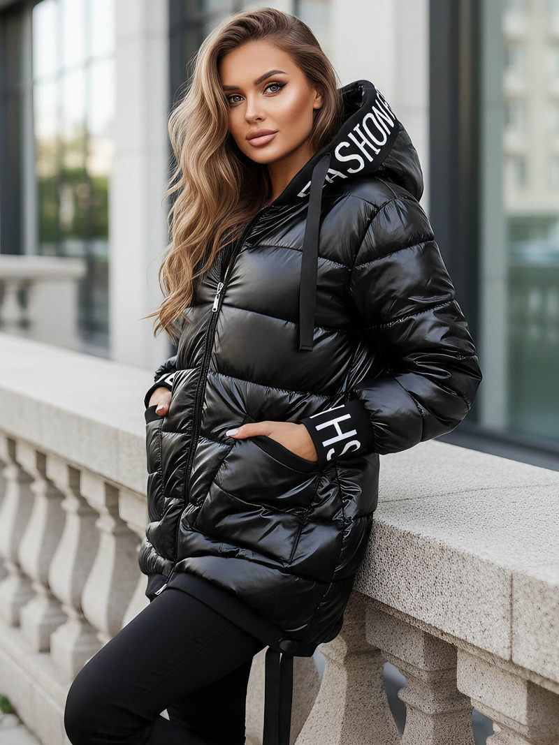 Női téli kabát fekete OZONEE JS/5M3188/392Z