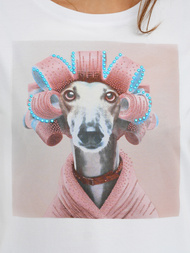 Női polo fehér-rózsaszín OZONEE JS/YJ77726