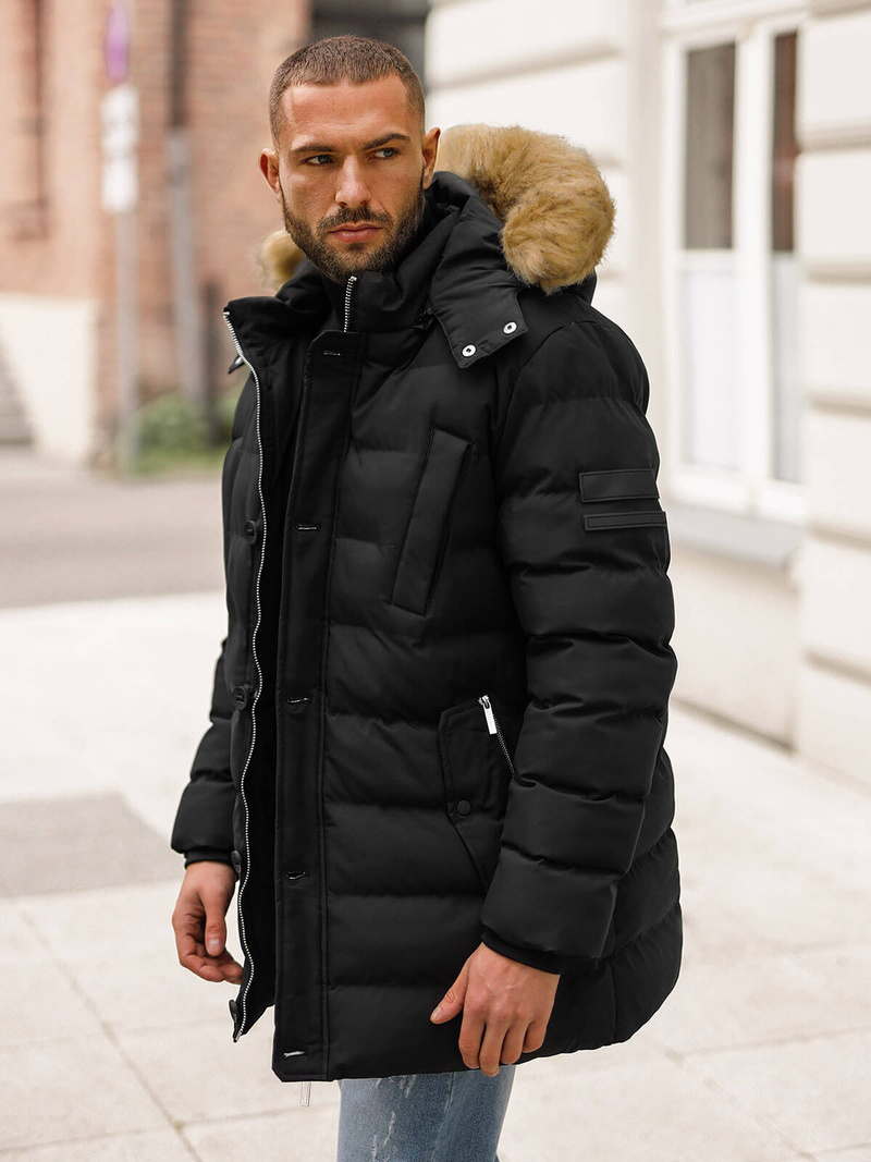 Férfi Steppelt Kabát Fekete OZONEE JS/5M3122/392Z