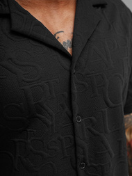 Férfi ing rövid ujjal fekete OZONEE O/B2256