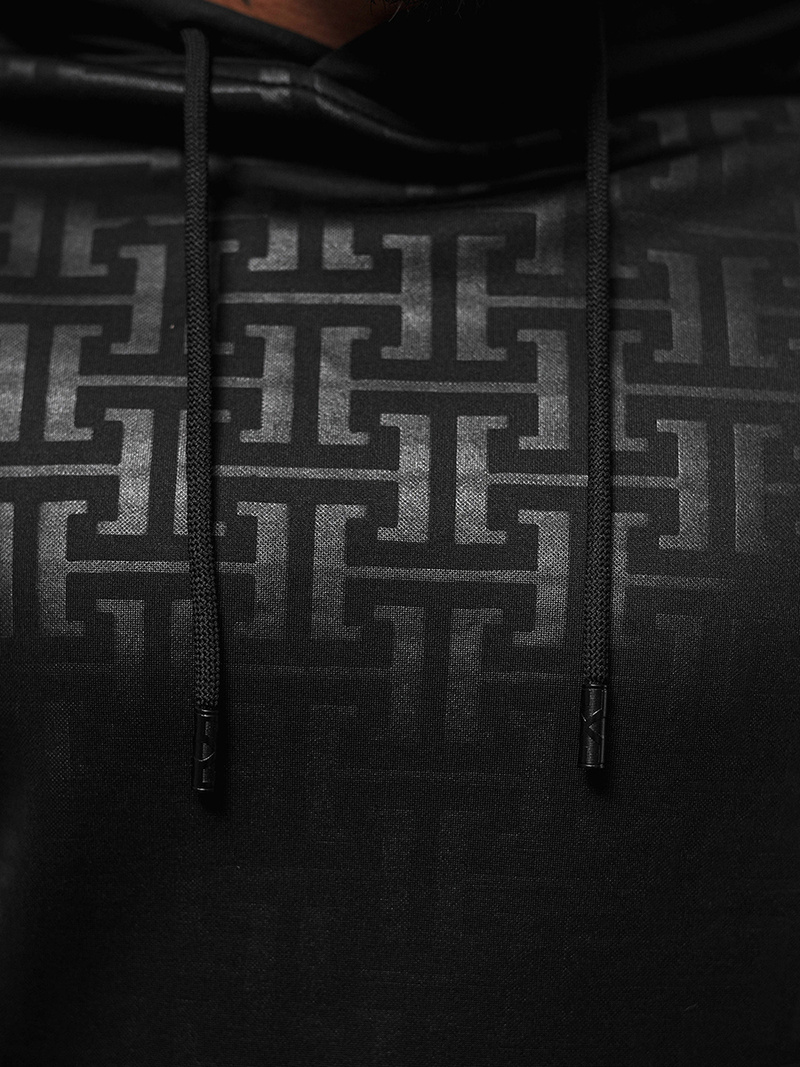 Férfi kapucnis pulóver fekete OZONEE O/3A76