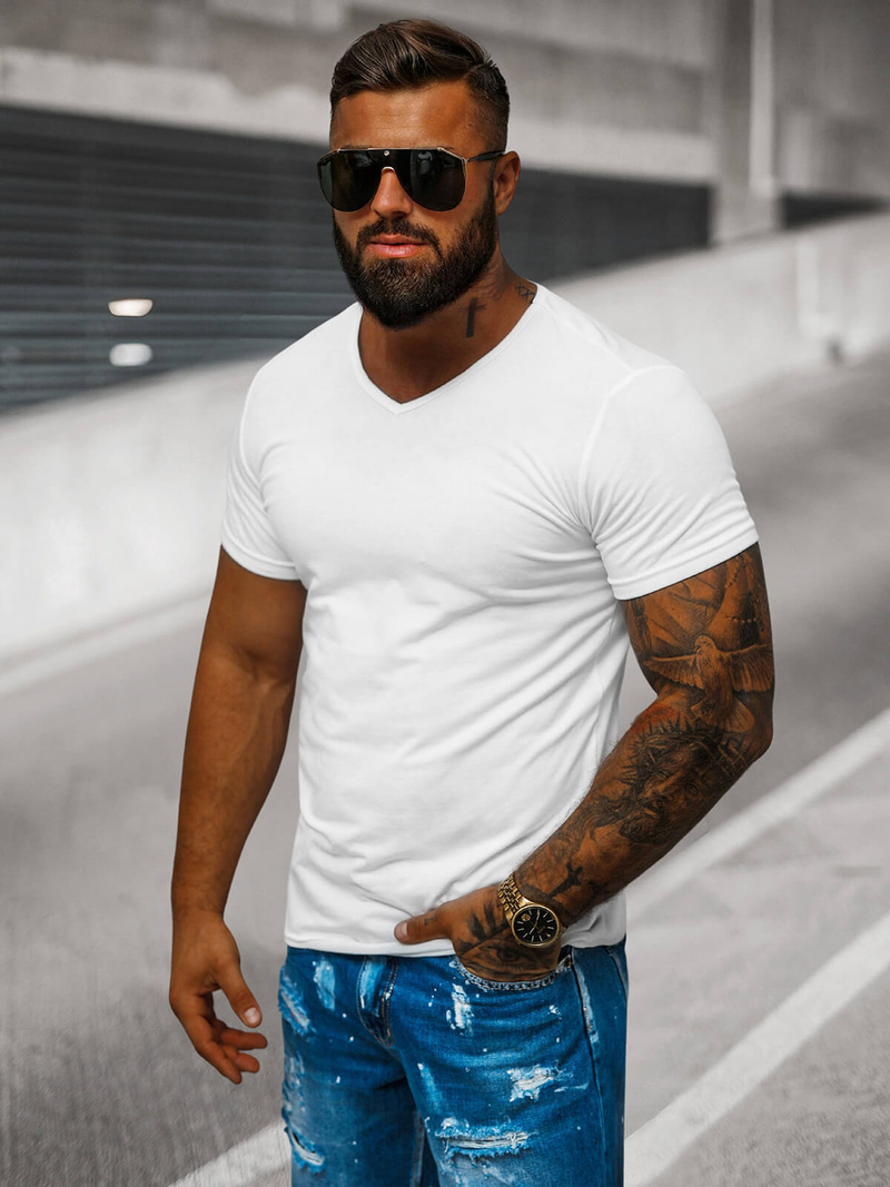 Férfi Póló Fehér OZONEE JS/712007Z