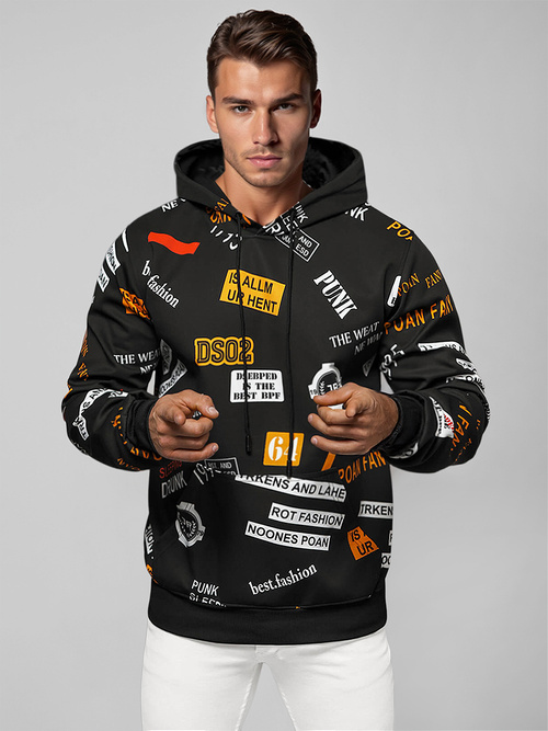 Férfi kapucnis pulóver fekete OZONEE JS/8B1250/3Z