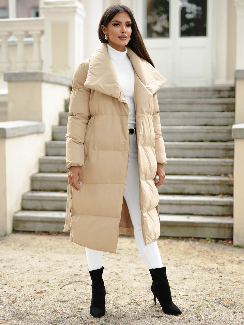 Női téli kabát bézs OZONEE JS/M737/62Z