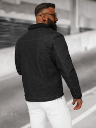 Férfi farmer dzseki SHERPA fekete OZONEE NB/MJ533NZ