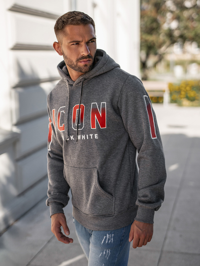 Férfi kapucnis felső grafit OZONEE JS/8B1739/5