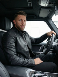 Férfi bőrdzseki fekete OZONEE JS/11Z8139