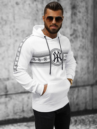 Férfi kapucnis pulóver fehér OZONEE JS/8B1100/1