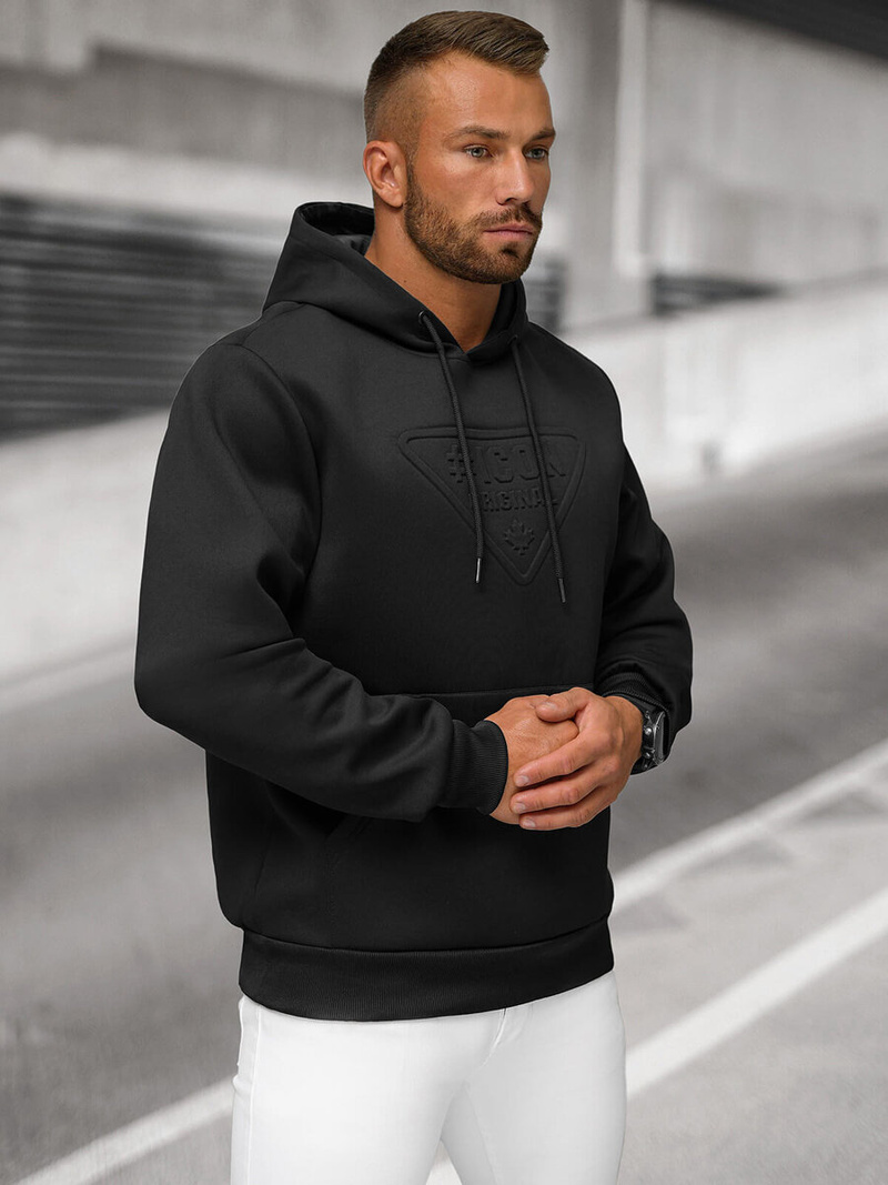 Férfi kapucnis felső fekete OZONEE JS/27B6500/3