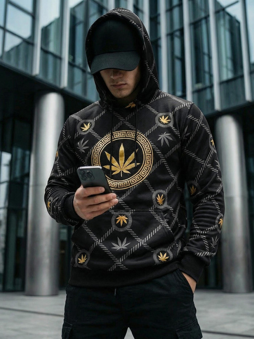 Férfi kapucnis pulóver fekete OZONEE O/B267Z