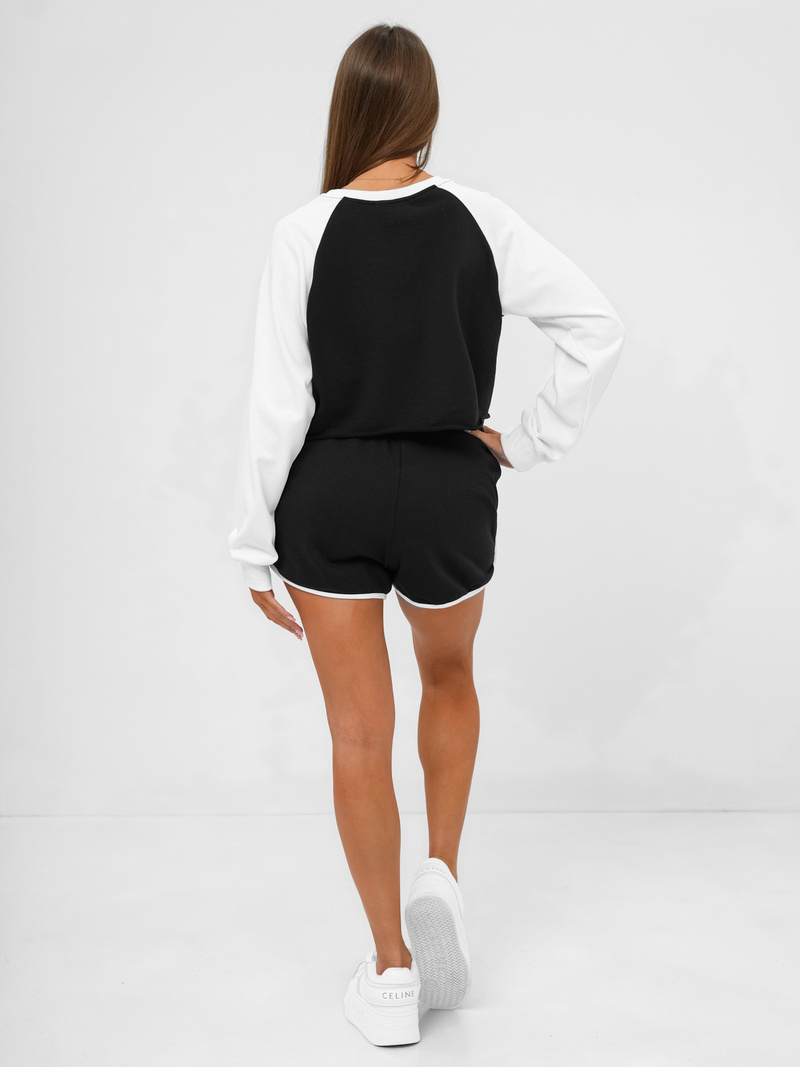 Kétrészes női tréning szett fekete-fehér OZONEE JS/M58631AB