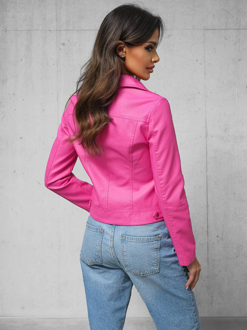 Női Bőrdzseki Rózsaszín OZONEE O/G88