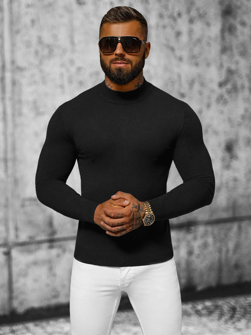 Férfi Pulóver Fekete OZONEE NB/MMB603/4Z