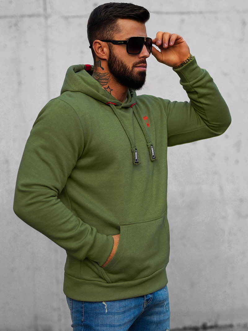 Férfi Kapucnis Pulóver Zöld OZONEE O/H1060