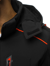Férfi kapucnis softshell kabát fekete-narancs OZONEE GE/12259Z