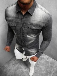 Férfi Farmer Ing Fekete OZONEE NB/MC703N