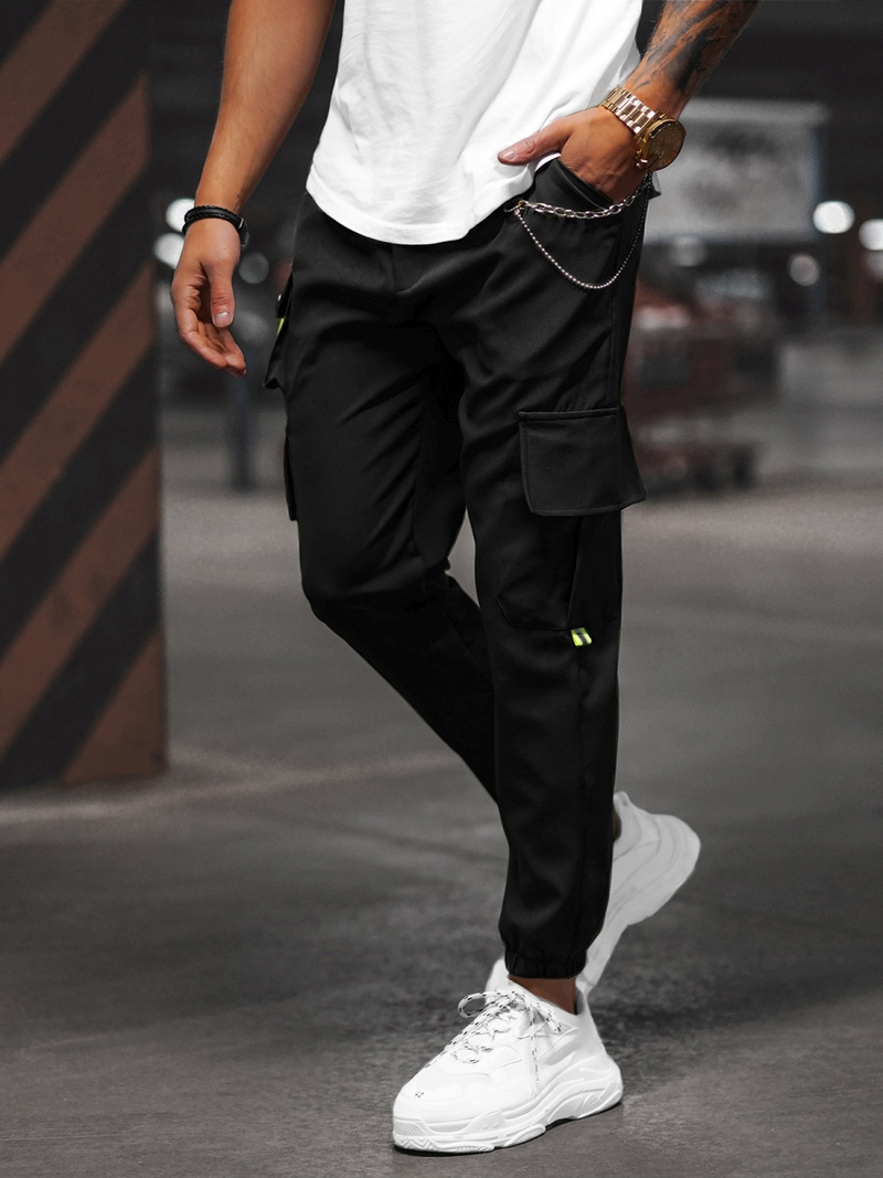 Férfi nadrág chino jogger fekete OZONEE O/CP149Z