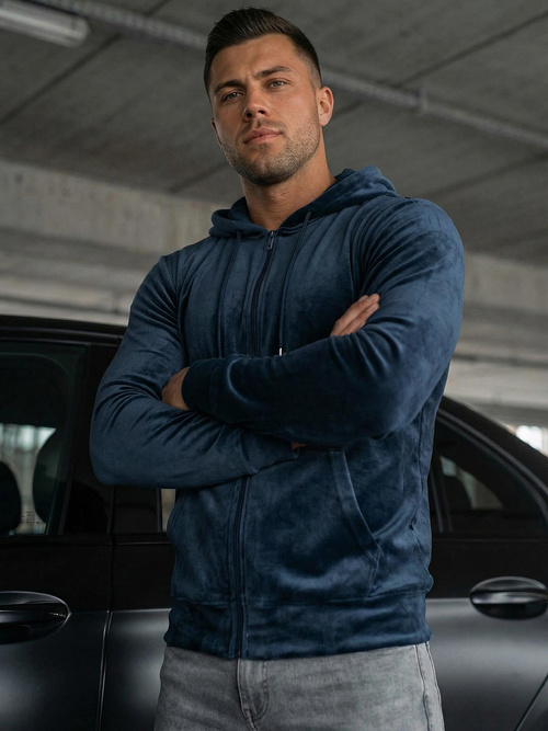 Férfi velúr kapucnis pulóver gránát OZONEE JS/8B1168/25Z