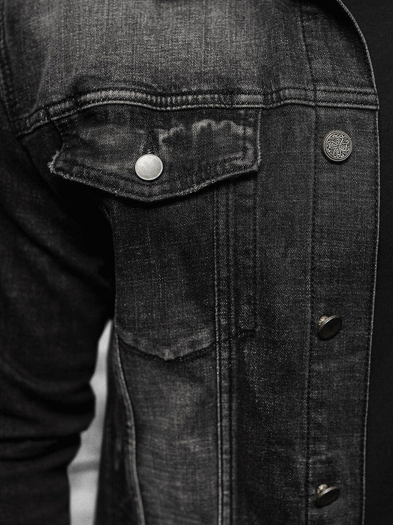 Férfi farmer dzseki SHERPA fekete OZONEE NB/MJ516NZ