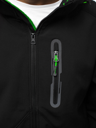 Férfi kapucnis softshell kabát fekete-zöld OZONEE GE/12263Z
