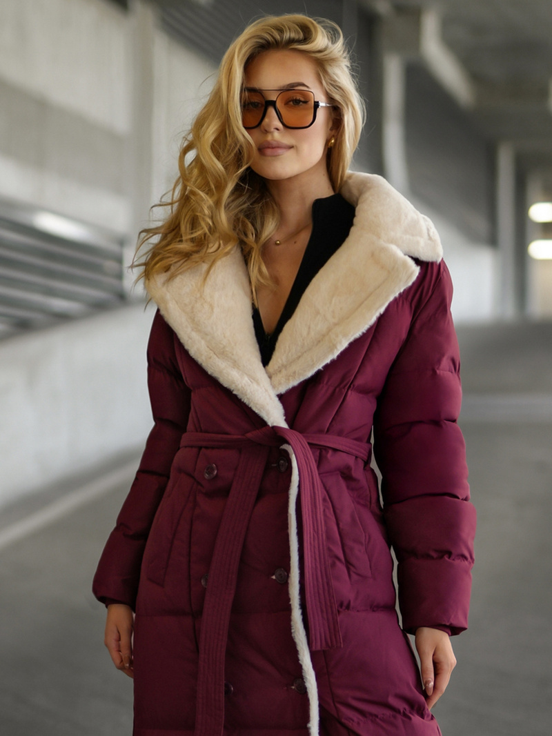 Női téli kabát bordó OZONEE JS/16M9168/06