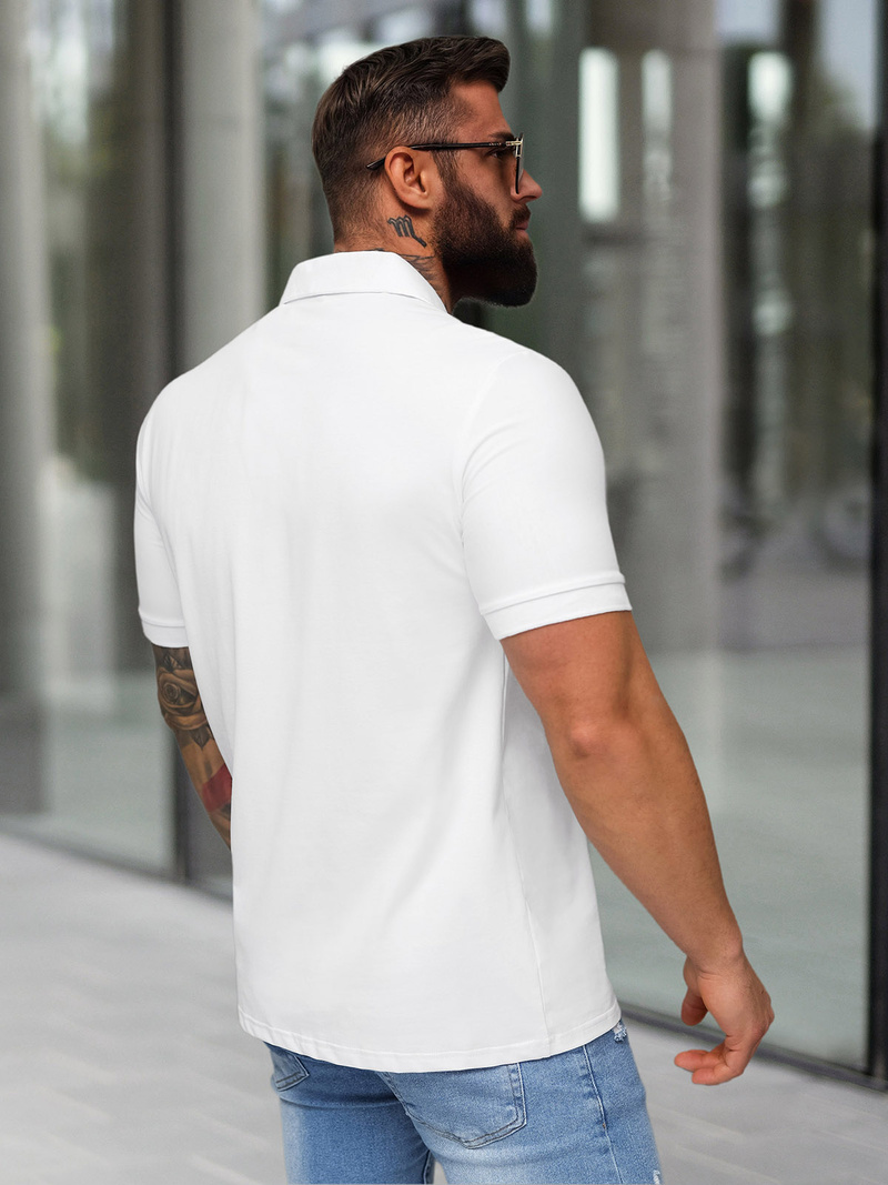 Férfi galléros póló fehér OZONEE NB/MT3124