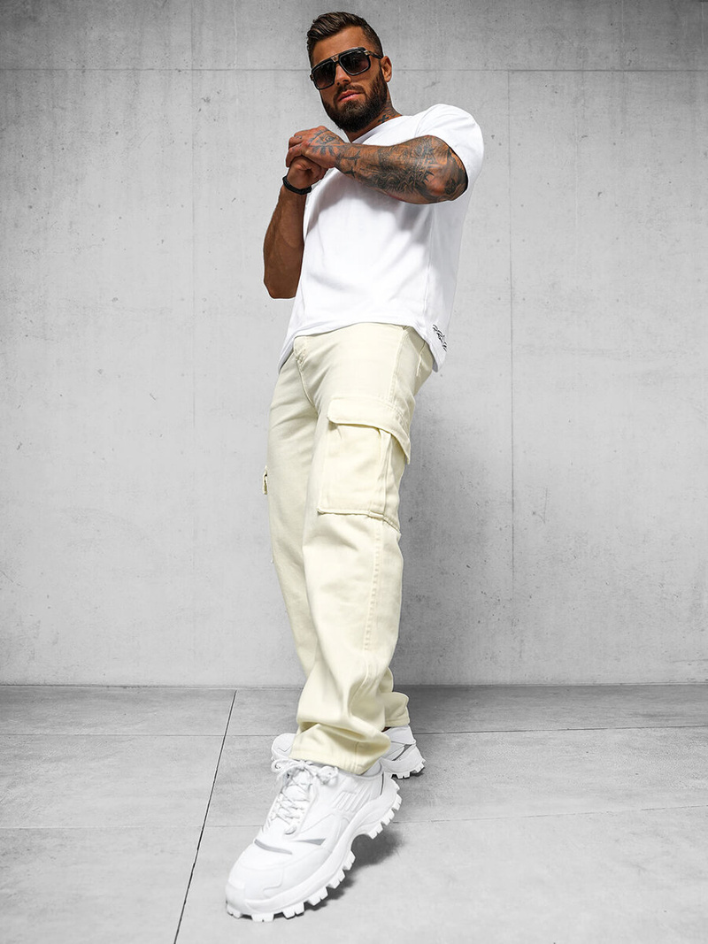 Férfi Nadrág Ecru OZONEE DO/4001