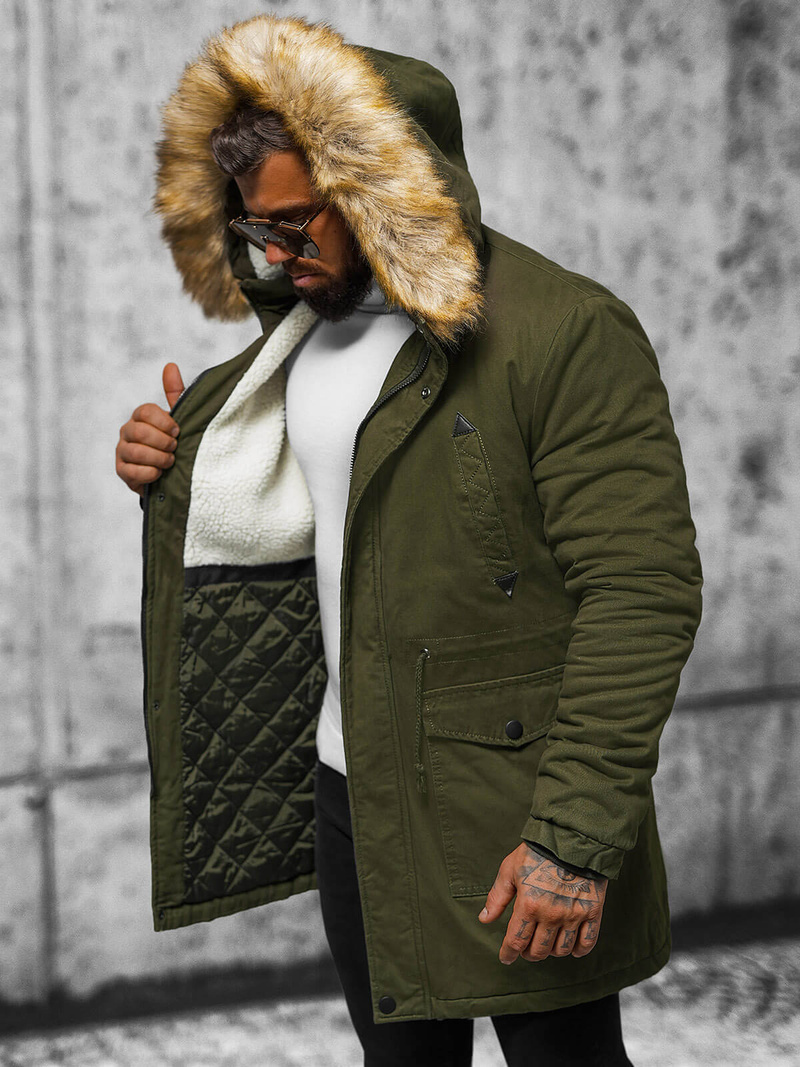 Férfi parka kabát khaki OZONEE JD/392Z