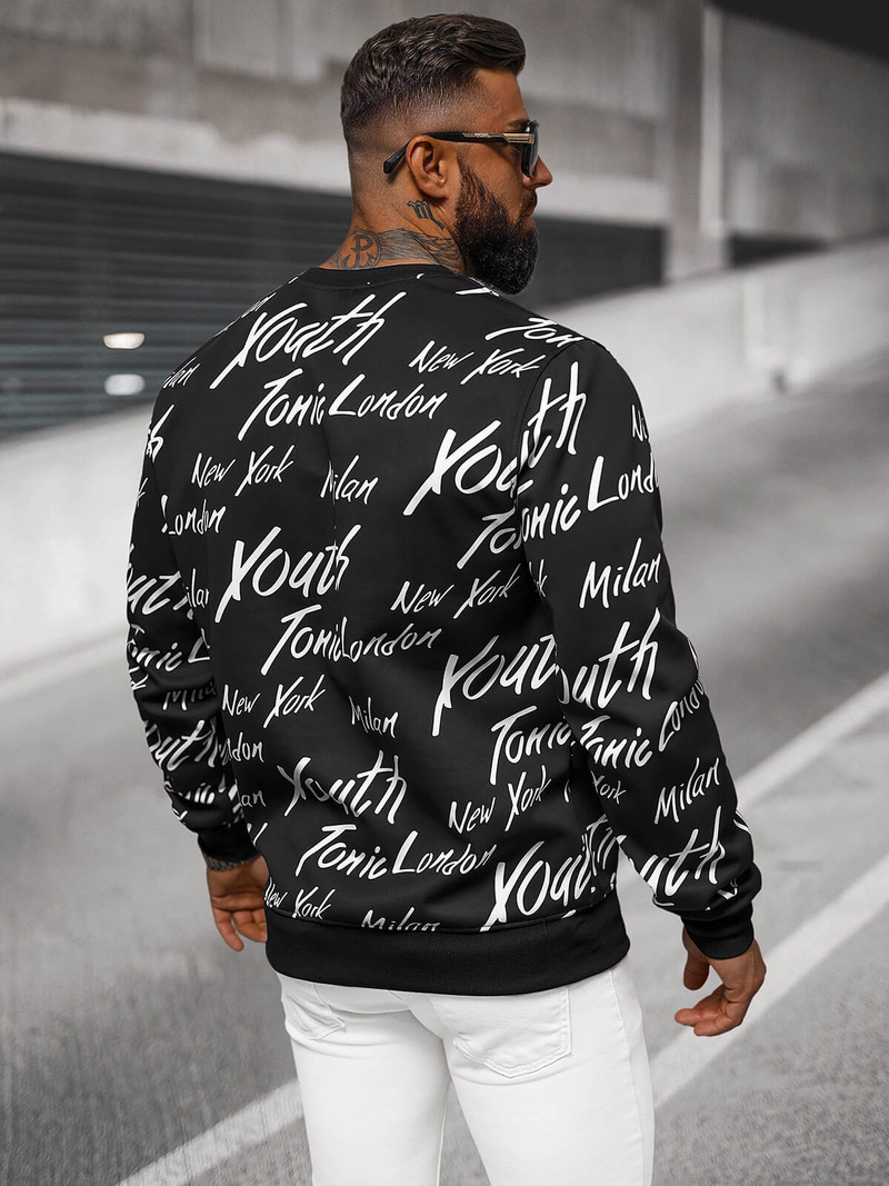 Férfi Pulóver Fekete OZONEE JS/8B1189/3