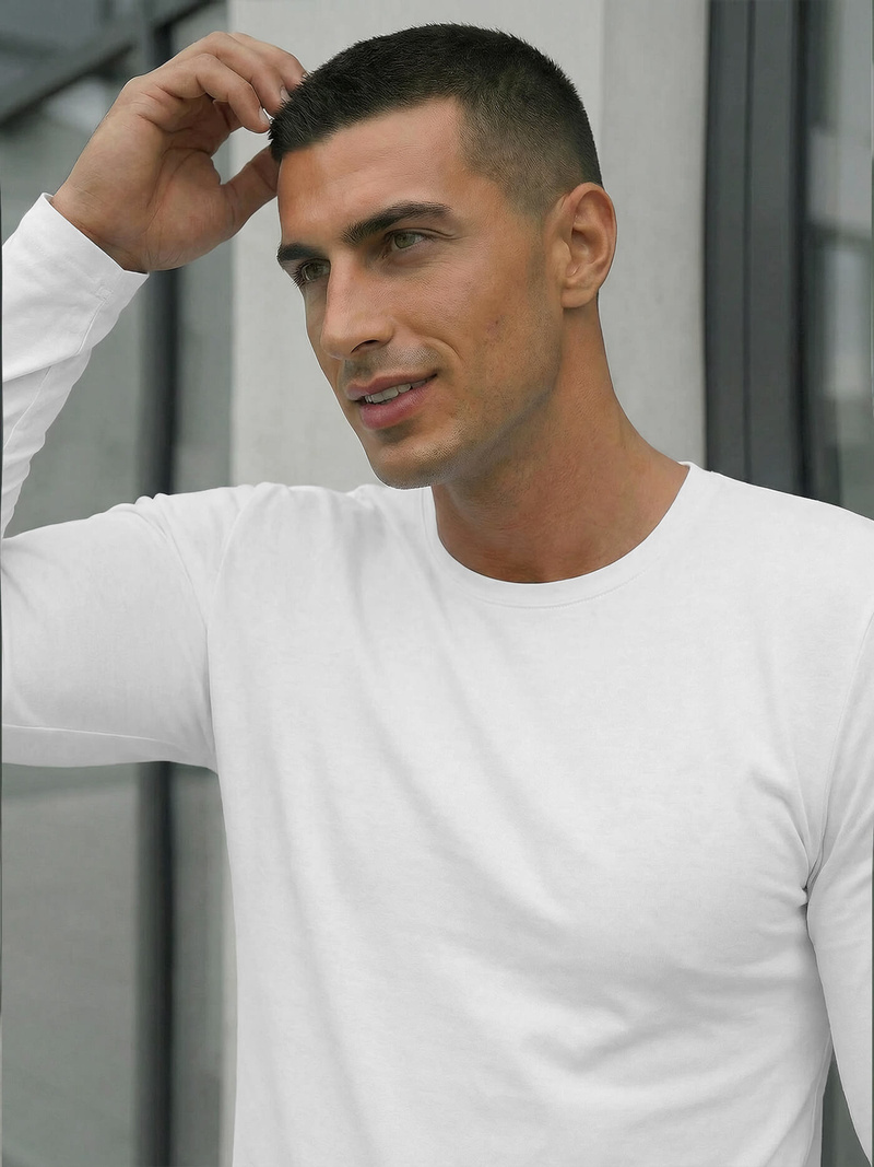 Férfi hosszú ujjú póló fehér OZONEE JS/DB71/2